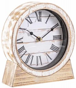 Ceas de masa Ticking Q26 Natural / Alb Antichizat, L20xl6xH22 cm