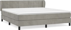 vidaXL Pat box spring cu saltea, gri deschis, 180x200 cm, catifea