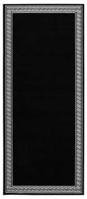 Covor traversa, negru cu motiv, 100x200 cm, BCF Negru, 100 x 200 cm