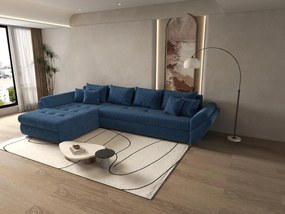 Colțar extensibil dumonde cu ladă de depozitare si sezut confortabil din spuma high-density, Loana XL Zoom Albastru 335x185 cm