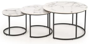 Set de 3 mese de cafea COMORO, alb/negru