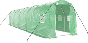 vidaXL Seră cu cadru din oțel, verde, 20 m², 10x2x2 m