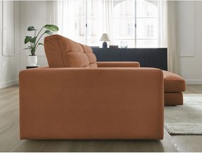 Colțar portocaliu cu tapițerie din catifea (cu colț pe partea dreaptă/cu șezlong) Sierra – Bobochic Paris