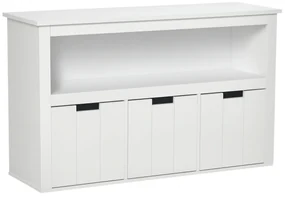 HOMCOM Bufet de Salon cu 3 Sertare Mobilizabile și Rafturi Deschise pentru Cărți Jucării Dulap Auxiliar de Depozitare pentru Dormitor Bucătărie 102x33x61,5 cm Alb | Aosom Romania