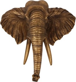 Ornament de perete din polirășină, auriu, model elefant, 61 x 62,5 x 20 cm, „Mysore”