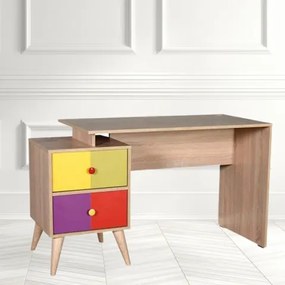 Birou ORLEANS cu sertare, Multicolor, 128x75x57 cm, MDF, Birou