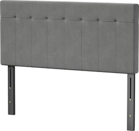 HOMCOM Tăblie reglabilă în 3 trepte tăblie de pat cu picioare din metal aspect catifelat pentru dormitor 140x10x106/116/126 cm Gri | Aosom Romania