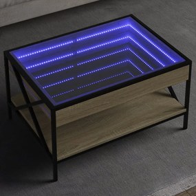 847703 vidaXL Măsuță de cafea cu LED infinity, stejar sonoma, 70x50x38 cm