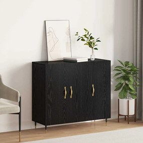 vidaXL Bufet cu depozitare cu ușă Negru 90 x 34 x 80 cm Lemn compozit
