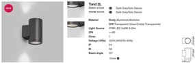 Aplica LED exterior iluminat arhitectural IP54 TOND 2L 2700K