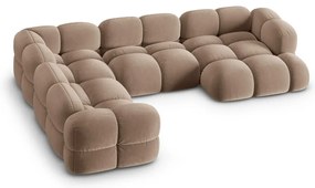 Colțar maro cu tapițerie din catifea (cu colț pe partea stângă/în formă de "U") Loretto – Cosmopolitan Design