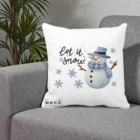 Perna Decorativa Let It Snow Om de Zapada, 40x40 cm, Alba Mata, Husa Detasabila, Perna Inclusa, BEKZ®
