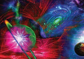 Fototapet - Cosmos coloat abstract (254x184 cm), în 8 de alte dimensiuni noi