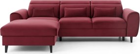 Colțar roșu extensibil/cu spațiu de depozitare cu tapițerie din catifea (cu colț pe partea stângă/cu șezlong) Foble – ELTAP