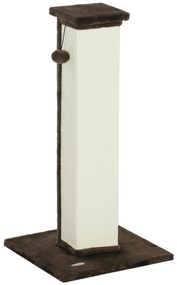 PawHut Griffoir pentru pisici, stâlp din sisal și puf, bilă suspendată, bază stabilă 41 x 41 x 81 cm, maro și crem | Aosom Romania