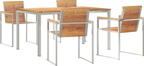 vidaXL Set de masă pentru grădină 5 pcs Maro Lemn solid de tec
