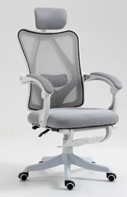 Scaun ergonomic, reglabil, tetiera, spatar Mesh, Gri/Alb