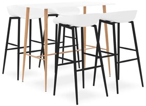 3057438 vidaXL Set mobilier de bar, 5 piese, alb