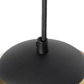 Lampă suspendată Art Deco neagră cu sticlă aurie rotundă cu 3 lumini - Pallon