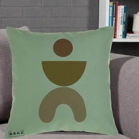 Perna Decorativa Geometric Boho Disc si Arc, 40x40 cm, Verde, Husa Detasabila, Perna Inclusa, BEKZ®