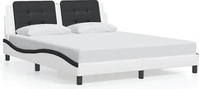vidaXL Cadru de pat fără saltea, Zadar, alb/negru, 160x200 cm, piele ecologică
