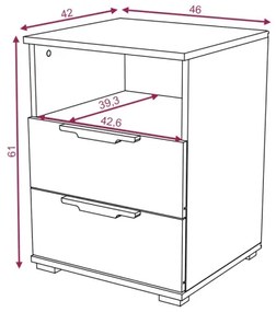 Noptieră NED, stejar Sonoma
