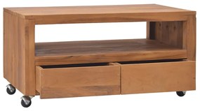 326130 vidaXL Comodă TV cu roți, 80x50x42 cm, lemn masiv de tec