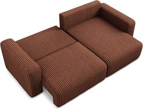 Colțar teracotă extensibil/cu spațiu de depozitare cu tapițerie din catifea reiată (cu colț pe partea dreaptă/cu șezlong) Kona – Makamii