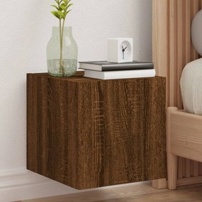 vidaXL Comodă TV de perete cu lumini LED, stejar maro, 30,5x35x30 cm