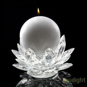 Suport pentru lumanare design LUX, realizat manual din sticla, LOTUS MEDIUM 20cm