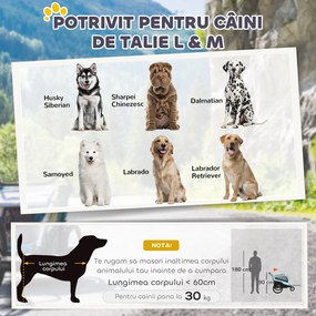 PawHut Remorcă Bicicletă pentru Câini cu Două Intrări Buzunare Cadru Oțel Țesătură 170x77x90cm Albastru | Aosom Romania