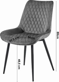 OFERTA Scaun din catifea verde inchis VERDO cu picioare negre Calitatea a II-a