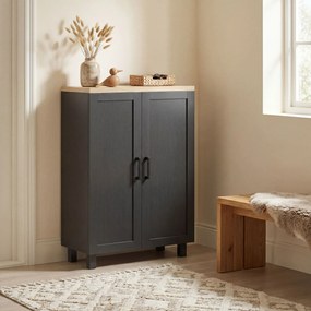 HOMCOM Bufet de Living Îngust cu 2 Uși Dulap de Bucătărie cu Poliță Reglabilă pentru Hol 60x30x90 cm Negru | Aosom Romania