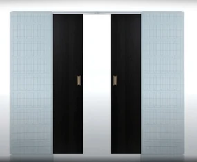 Usa glisanta dubla HDF incastrata in perete - Colectia Basic 1200/1400/1600x2000, Folie Decor, Set maner + broasca cu cioc, Gri Antracit
