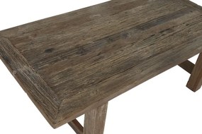 Măsuță de cafea dreptunghiulară din lemn de tec reciclat, natur, cu picioare masive, finisaj mat, 45 x 140 x 70 cm, „Deneris” – Ethnic Collections