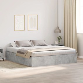 vidaXL Cadru de pat Gri beton 200 x 180 x 31.5 cm Lemn compozit