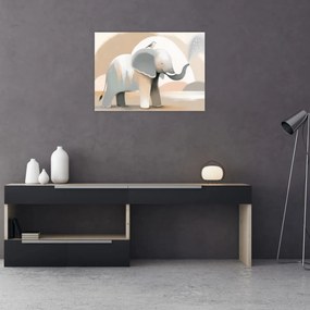 Tablou pe sticlă - Elefant în culori pastel (70x50 cm)