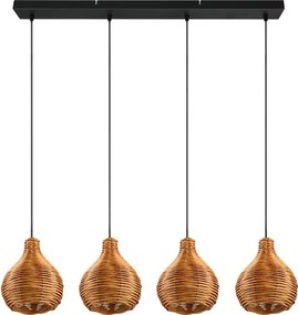 Reality SPROUT - Lustru suspendat pe cablu, 3x E14/40W/230V, maro/ratan