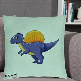 Perna Decorativa Spinozaur Kawaii, 40x40 cm, Verde Menta, Husa Detasabila, Perna Inclusa, BEKZ®