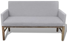 241663 vidaXL Bancă cu perne căptușite, textil, lemn de hevea, gri deschis