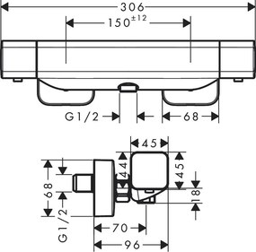 Baterie dus termostatica Hansgrohe Ecostat E, crom - 15773000