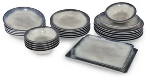 Set veselă din porțelan, 26 piese, albastru/maro