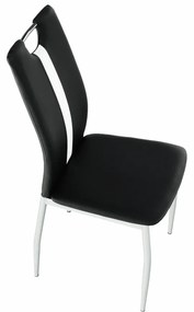 Scaun, negru / alb, piele ecologică / crom, SIGNA