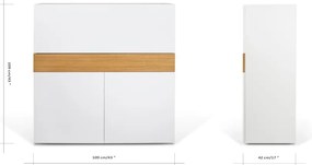 Birou cu dulap Focus White/Oak, 110 x 42 x 109 cm
