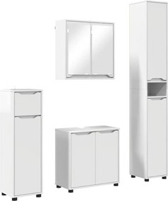 vidaXL Set de mobilier pentru baie 4 pcs Alb lucios Lemn compozit