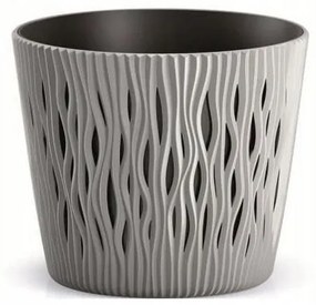 Ghiveci decorativ de flori, rotund, gri, 7.9 L, 26.2x22.2 cm, Sandy Round