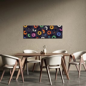 Tablou - plăci de gramofon (cu ceas) (90x30 cm)