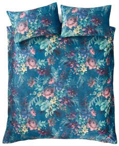 Lenjerie de pat albastru-verde din catifea pentru pat dublu, extinsă 230x220 cm Bridgerton Romantic Floral – Catherine Lansfield