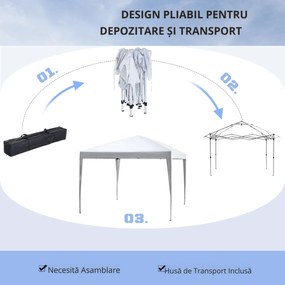 Gazebo Pliabil pentru Grădină Outsunny - Alb, 2.95x2.95m, cu Accesorii Includ | Aosom Romania