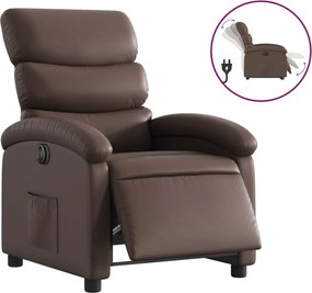 vidaXL Fotoliu rabatabil electric, maro, piele ecologică